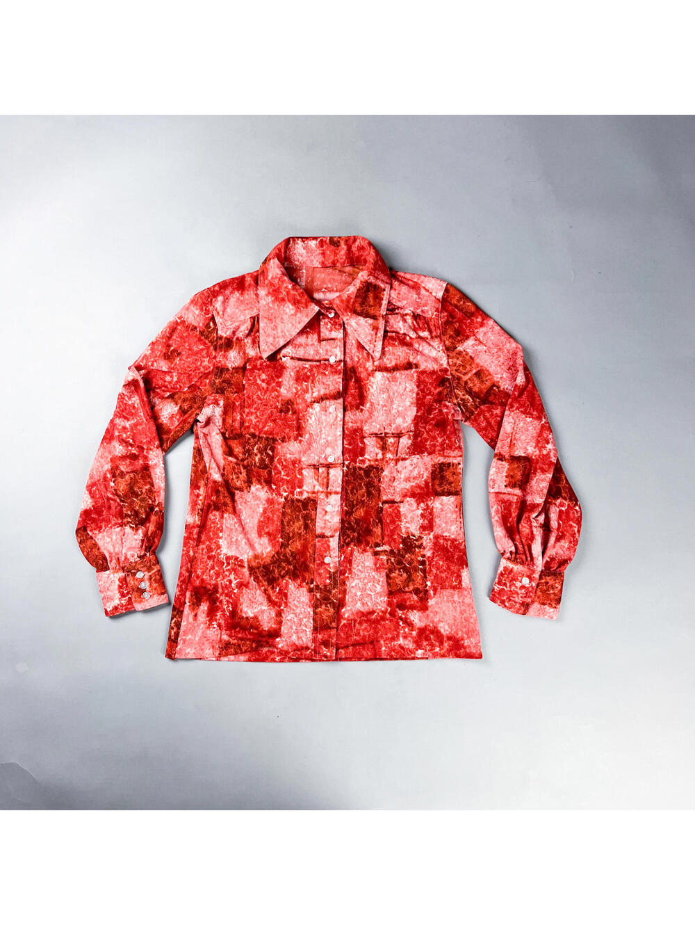 Vintage 70's Patterned Long Sleeve Button-Up Women's Shirt